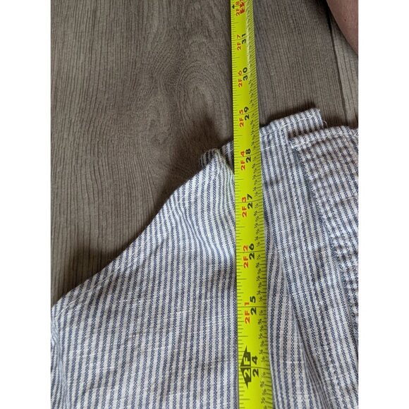 Eddie Bauer Blue/White Striped Linen Blend Short Sleeve Button-Up Shirt Size L - Picture 8 of 9